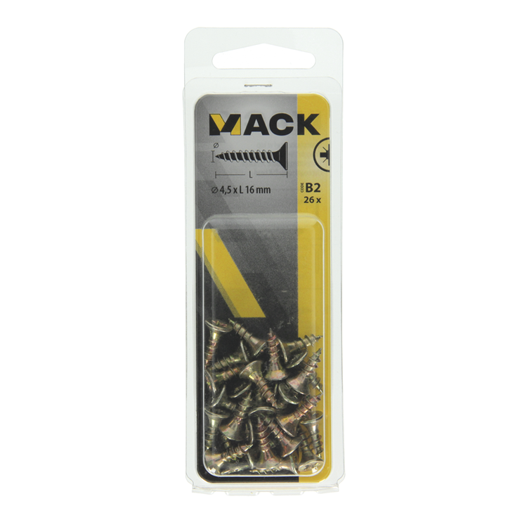 ギャラリービューアに画像をロードする, Mack 1017240 - spaanplaatschroef vz kop geelverz.26 st 4,5 x 16 mm | 10 stuks