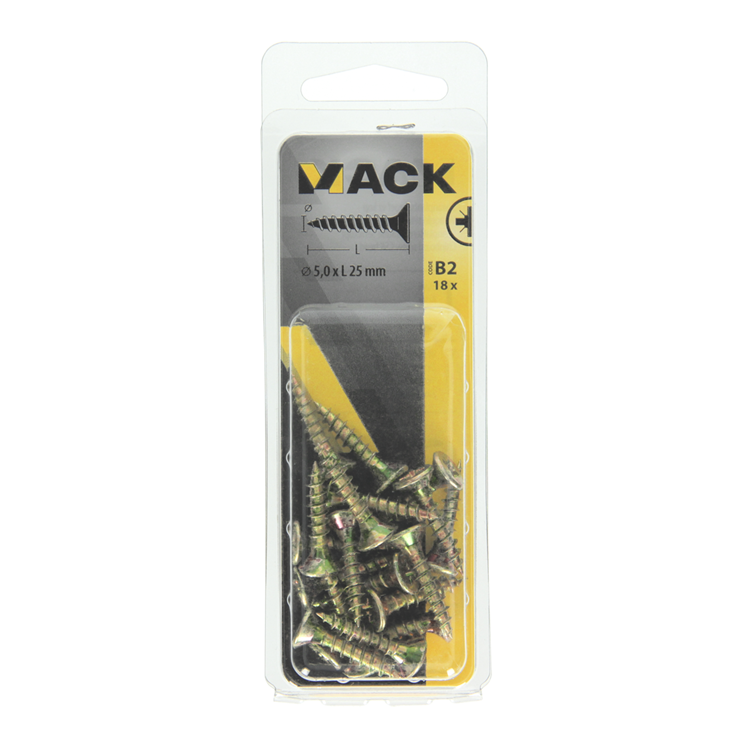 Afbeelding laden in galerijviewer, Mack 1017252 - spaanplaatschroef vz kop geelverz.18 st 5,0 x 25 mm | 10 stuks