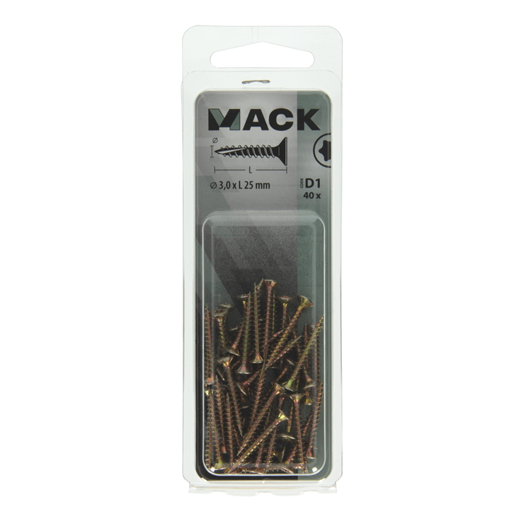 Afbeelding laden in galerijviewer, Mack 1017283 - spaanplschr.vzkop-zelfb. geelverz. 40 st 3,0 x 25 mm | 10 stuks