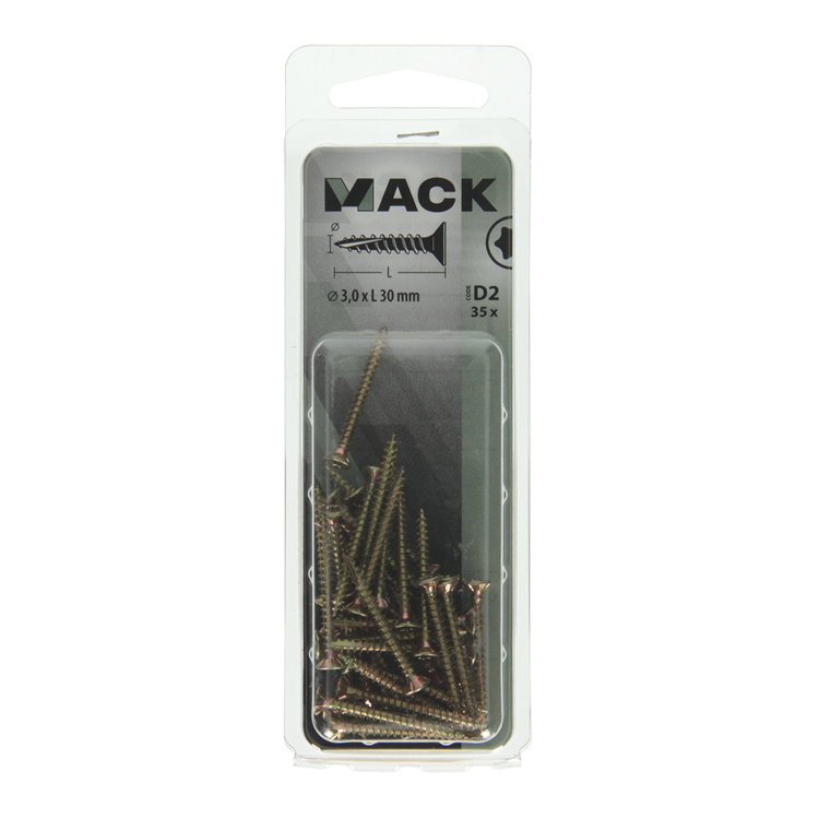 Afbeelding laden in galerijviewer, Mack 1017284 - spaanplschr.vzkop-zelfb. geelverz. 35 st 3,0 x 30 mm | 10 stuks