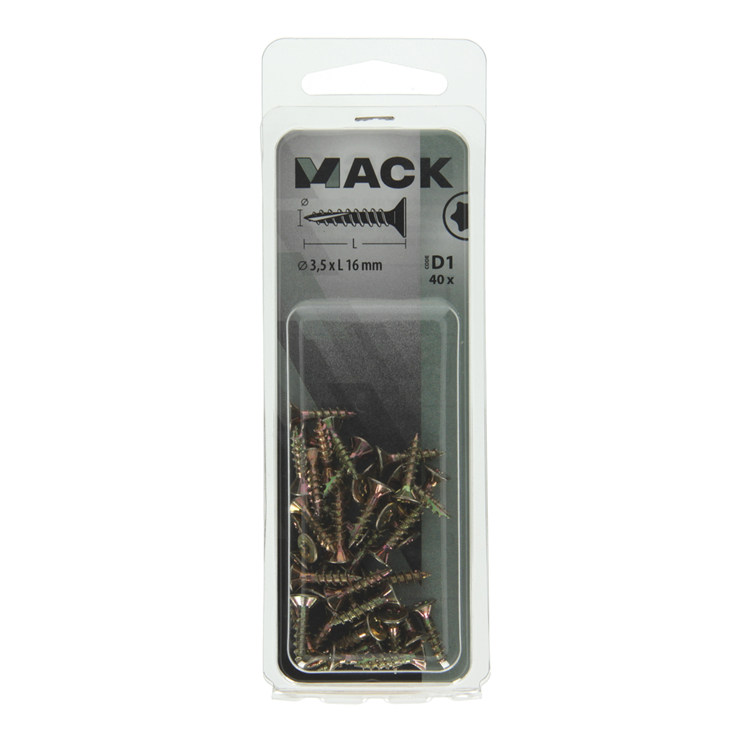 Afbeelding laden in galerijviewer, Mack 1017285 - spaanplschr.vzkop-zelfb. geelverz. 40 st 3,5 x 16 mm | 10 stuks