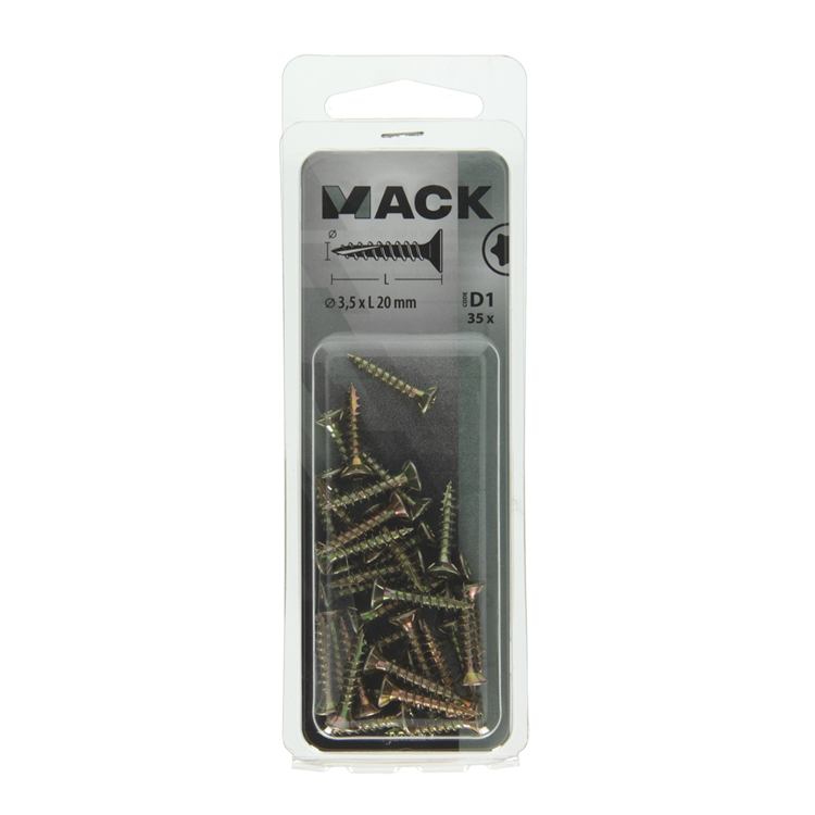 Chargez l'image dans la visionneuse de la galerie, Mack 1017286 - spaanplschr.vzkop-zelfb. geelverz. 35 st 3,5 x 20 mm | 10 stuks