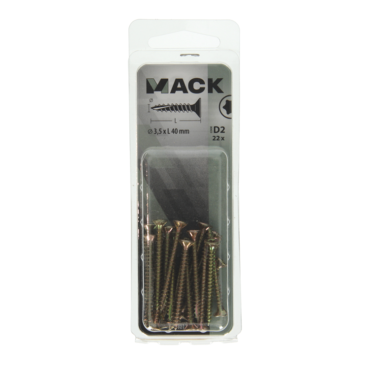 Afbeelding laden in galerijviewer, Mack 1017290 - spaanplschr.vzkop-zelfb. geelverz .22 st 3,5 x 40 mm | 10 stuks