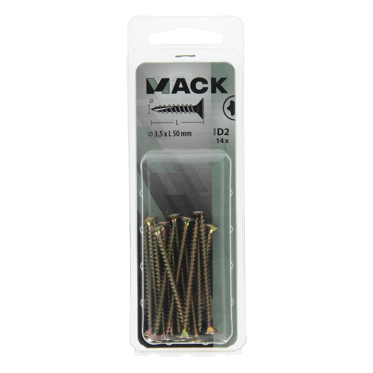 Afbeelding laden in galerijviewer, Mack 1017291 - spaanplschr.vzkop-zelfb. geelverz. 14 st 3,5 x 50 mm | 10 stuks