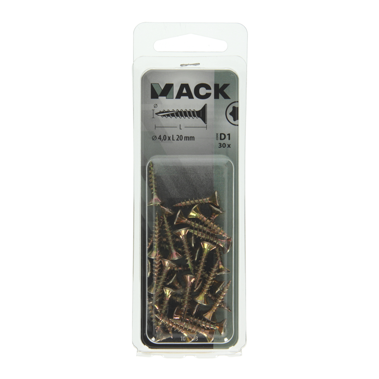 Afbeelding laden in galerijviewer, Mack 1017293 - spaanplschr.vzkop-zelfb. geelverz. 30 st 4,0 x 20 mm | 10 stuks