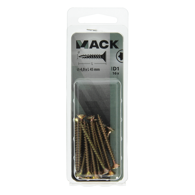 Afbeelding laden in galerijviewer, Mack 1017298 - spaanplschr.vzkop-zelfb. geelverz. 16 st 4,0 x 45 mm | 10 stuks