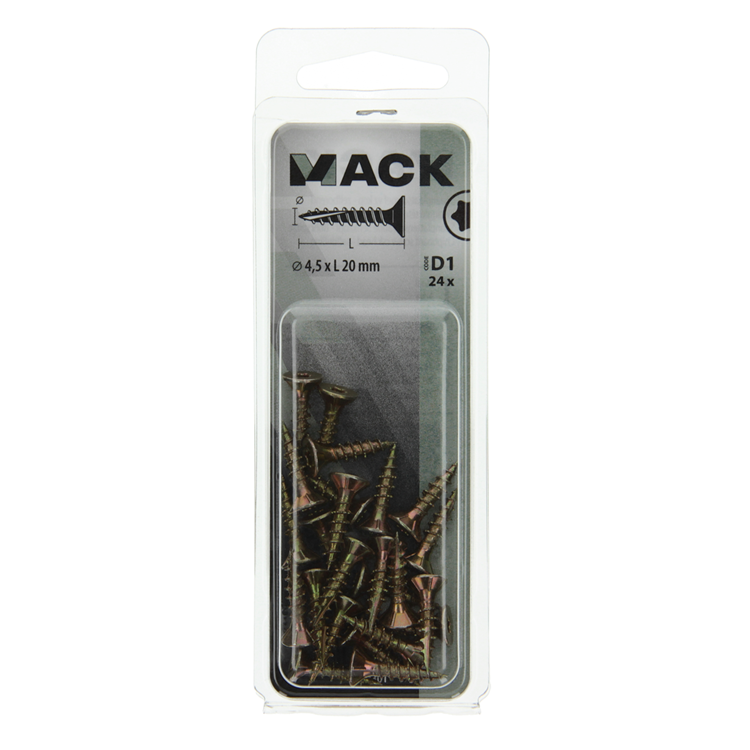 Afbeelding laden in galerijviewer, Mack 1017301 - spaanplschr.vzkop-zelfb. geelverz. 24 st 4,5 x 20 mm | 10 stuks