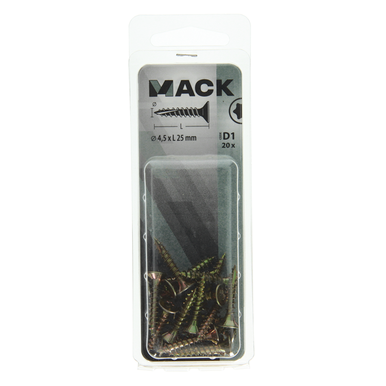 Afbeelding laden in galerijviewer, Mack 1017302 - spaanplschr.vzkop-zelfb. geelverz.20 st 4,5 x 25 mm | 10 stuks
