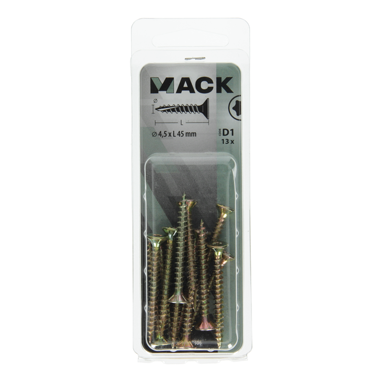 Afbeelding laden in galerijviewer, Mack 1017306 - spaanplschr.vzkop-zelfb. geelverz.13 st 4,5 x 45 mm | 10 stuks