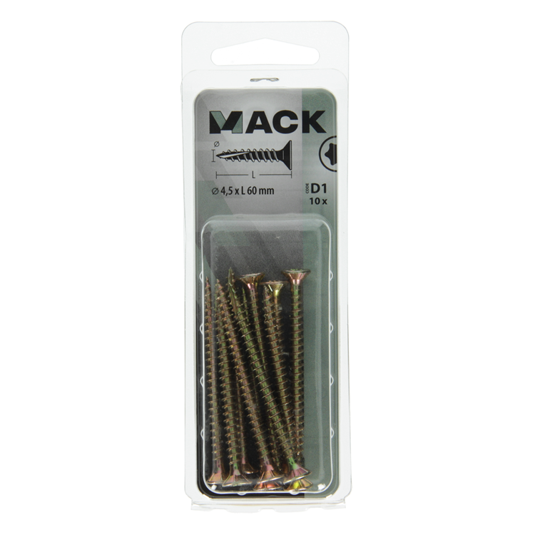 ギャラリービューアに画像をロードする, Mack 1017308 - spaanplschr.vzkop-zelfb. geelverz.10 st 4,5 x 60 mm | 10 stuks