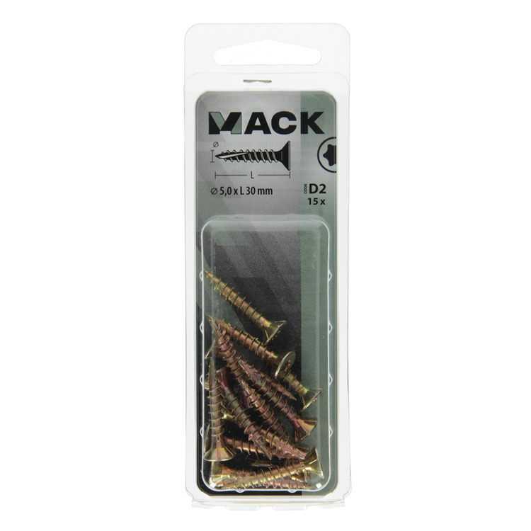 Afbeelding laden in galerijviewer, Mack 1017311 - spaanplschr.vzkop-zelfb. geelverz. 15 st 5,0 x 30 mm | 10 stuks