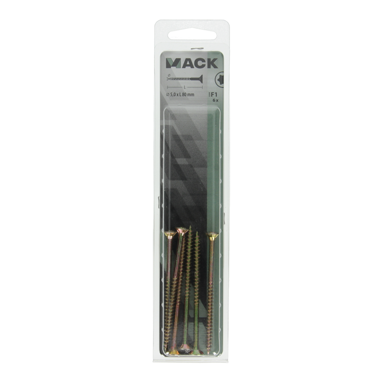 Afbeelding laden in galerijviewer, Mack 1017316 - spaanplschr.vzkop-zelfb. geelverz. 6 st 5,0 x 80 mm | 5 stuks