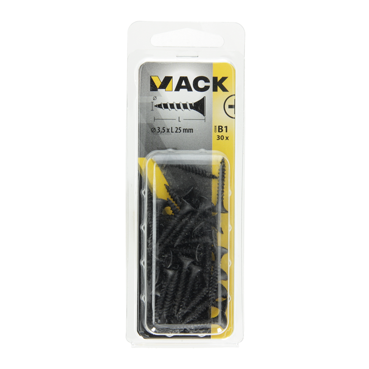 Afbeelding laden in galerijviewer, Mack 1017338 - gipsplaatschroef zwart gefosf. 30 st 3,5 x 25 mm | 10 stuks