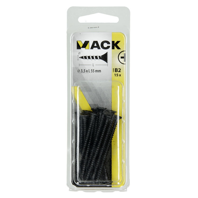 Afbeelding laden in galerijviewer, Mack 1017341 - gipsplaatschroef zwart gefosf. 15 st 3,5 x 55 mm | 10 stuks