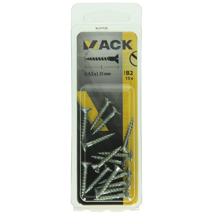 Afbeelding laden in galerijviewer, Mack 1017357 - houtschroef verzonken kop verz15 st 4,5 x 25 mm | 10 stuks