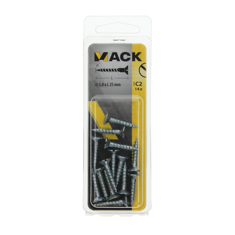 Afbeelding laden in galerijviewer, Mack 1017361 - houtschroef verzonken kop verz14 st 5,0 x 25 mm | 10 stuks