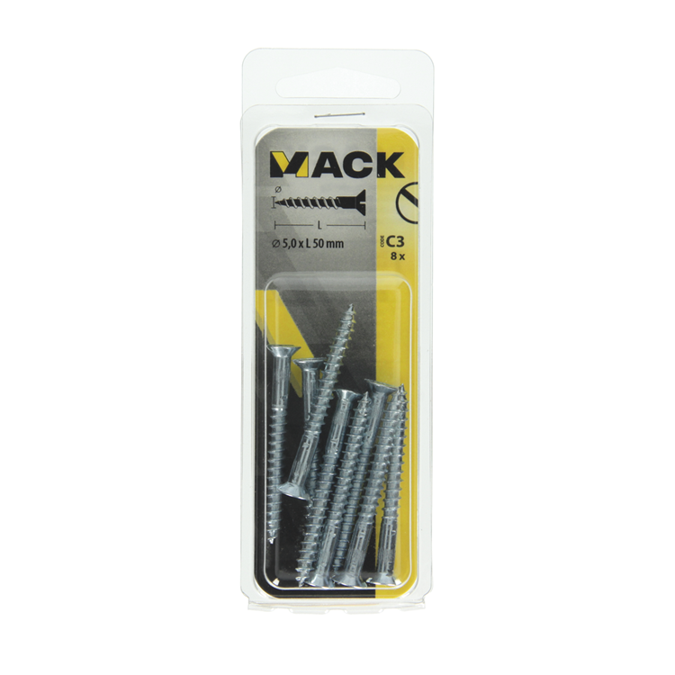Chargez l'image dans la visionneuse de la galerie, Mack 1017364 - houtschroef verzonken kop verz8 st 5,0 x 50 mm | 10 stuks