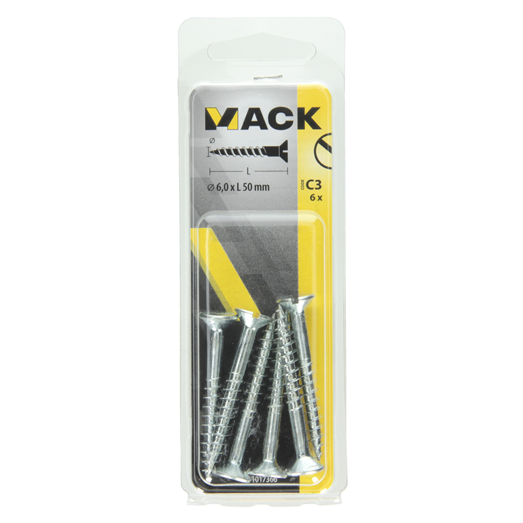 Chargez l'image dans la visionneuse de la galerie, Mack 1017366 - houtschroef verzonken kop verz6 st 6,0 x 50 mm | 10 stuks