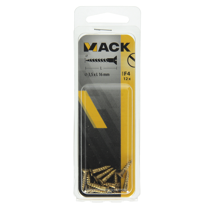 Afbeelding laden in galerijviewer, Mack 1019650 - houtschroef verzonken kop messing 12st 3,5 x 16 mm | 10 stuks