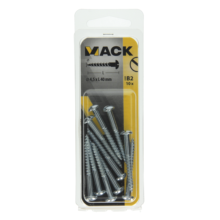 Afbeelding laden in galerijviewer, Mack 1017377 - houtschroef bolkop staal verzinkt 10 st 4,5 x 40 mm | 10 stuks