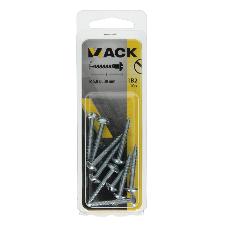Afbeelding laden in galerijviewer, Mack 1017379 - houtschroef bolkop staal verzinkt 10 st 5,0 x 30 mm | 10 stuks