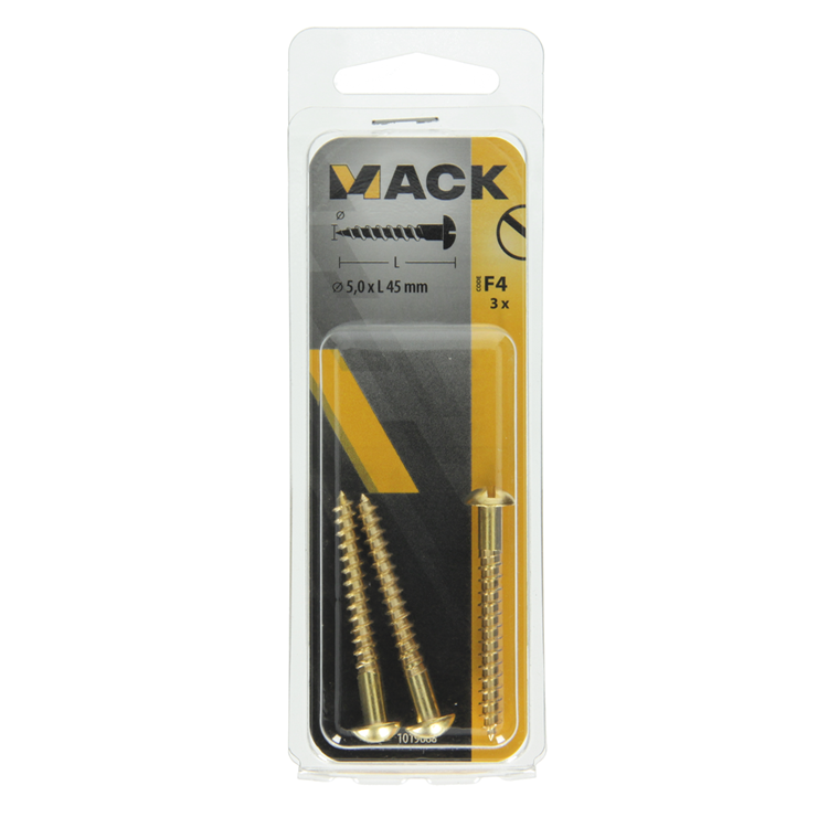 Chargez l'image dans la visionneuse de la galerie, Mack 1019668 - houtschroef bolkop messing 3 st 5,0 x 45 mm | 10 stuks