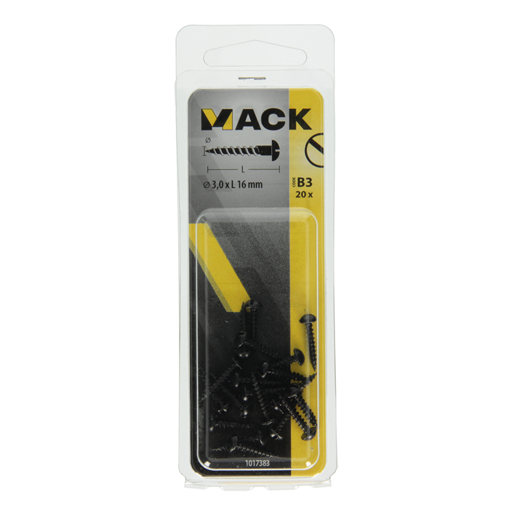 Afbeelding laden in galerijviewer, Mack 1017383 - houtschroef bolkop zwart verzinkt 20 st 3,0 x 16 mm | 10 stuks