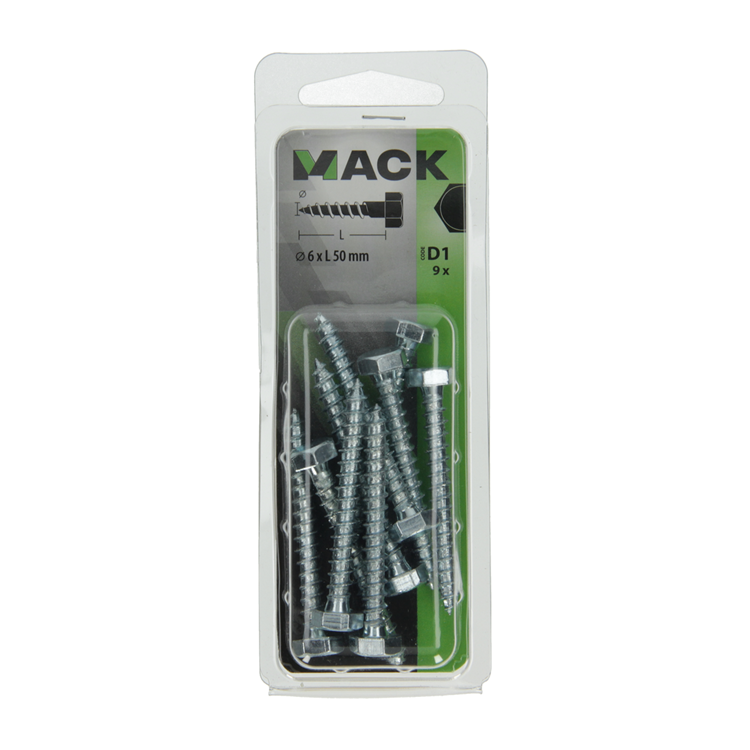 ギャラリービューアに画像をロードする, Mack 1017405 - houtdraadbout staal verzinkt 9 st 6 x 50 mm | 10 stuks