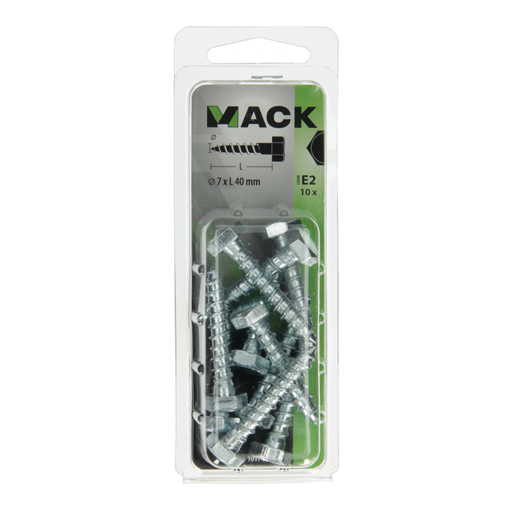 Afbeelding laden in galerijviewer, Mack 1017408 - houtdraadbout staal verzinkt 10 st 7 x 40 mm | 5 stuks