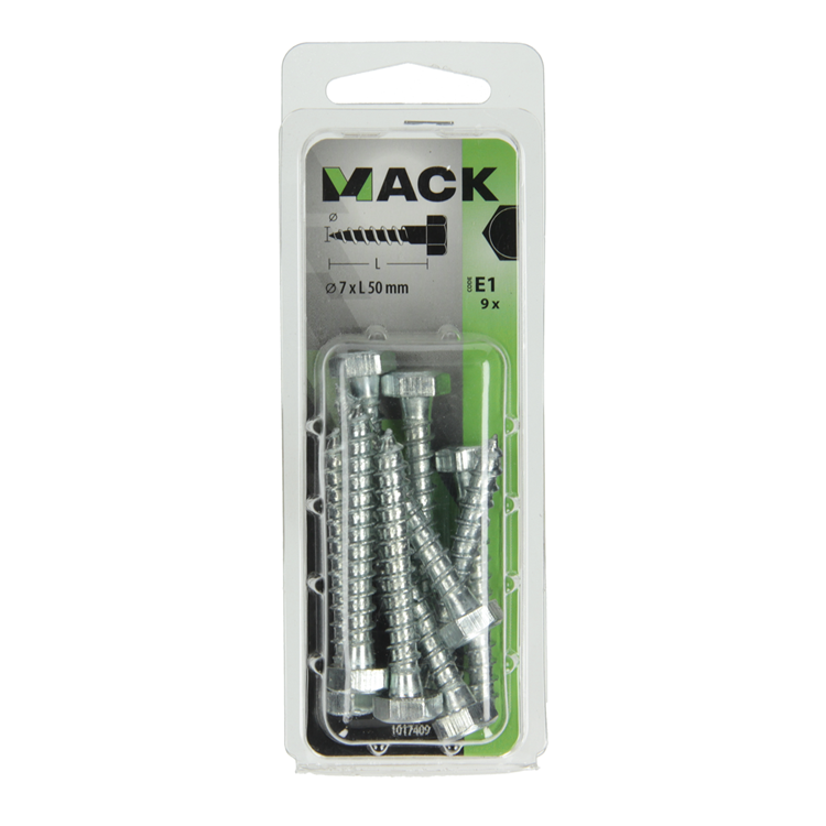 Afbeelding laden in galerijviewer, Mack 1017409 - houtdraadbout staal verzinkt 9 st 7 x 50 mm | 5 stuks