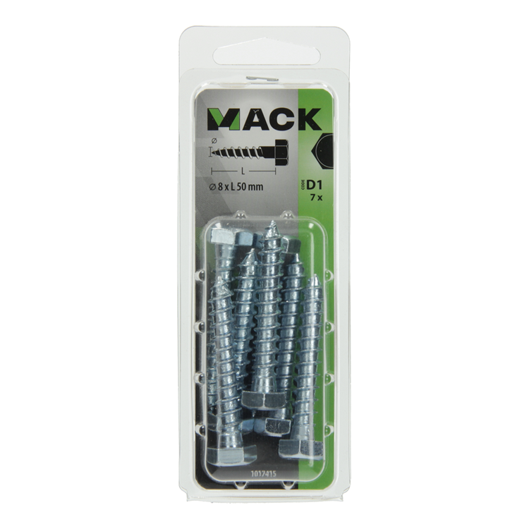 Chargez l'image dans la visionneuse de la galerie, Mack 1017415 - houtdraadbout staal verzinkt 7 st 8 x 50 mm | 5 stuks