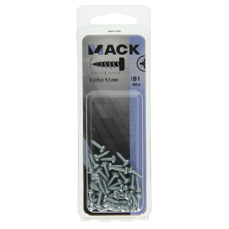 Afbeelding laden in galerijviewer, Mack 1017434 - zelftappende schroef cyl kop verz. 40st 2,9 x 9,5 mm | 10 stuks