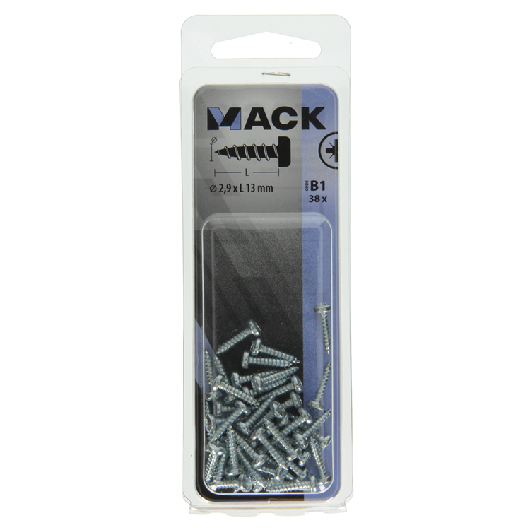 Afbeelding laden in galerijviewer, Mack 1017435 - zelftappende schroef cyl kop verz. 38st 2,9 x 13 mm | 10 stuks
