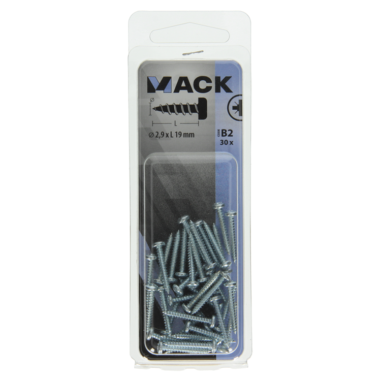 Afbeelding laden in galerijviewer, Mack 1017436 - zelftappende schroef cyl kop verz. 30st 2,9 x 19 mm | 10 stuks