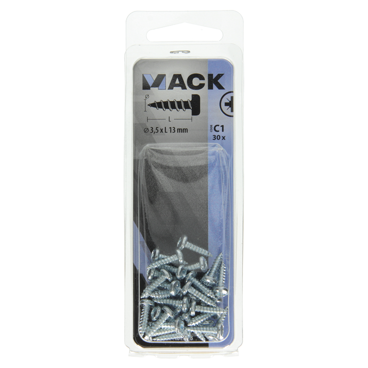 Afbeelding laden in galerijviewer, Mack 1017438 - zelftappende schroef cyl kop verz. 30st 3,5 x 13 mm | 10 stuks