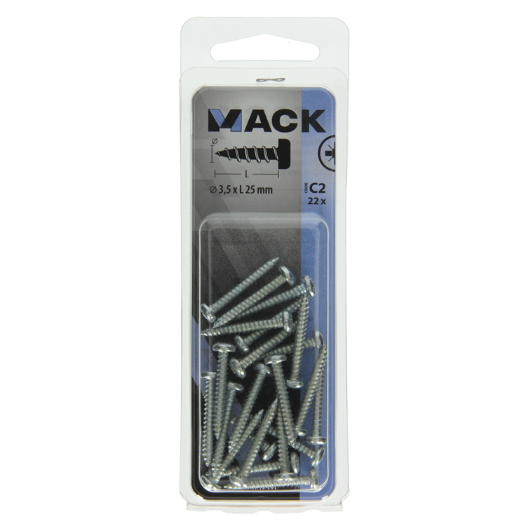 Afbeelding laden in galerijviewer, Mack 1017441 - zelftappende schroef cyl kop verz. 22st 3,5 x 25 mm | 10 stuks