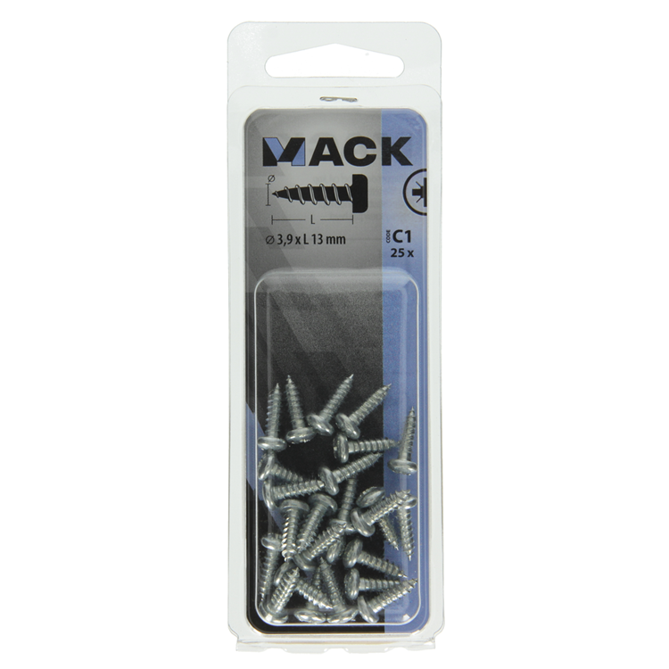 Afbeelding laden in galerijviewer, Mack 1017442 - zelftappende schroef cyl kop verz. 25st 3,9 x 13 mm | 10 stuks