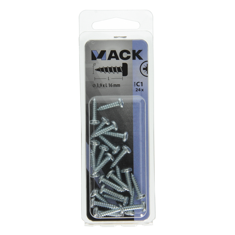 Afbeelding laden in galerijviewer, Mack 1017443 - zelftappende schroef cyl kop verz. 24st 3,9 x 16 mm | 10 stuks