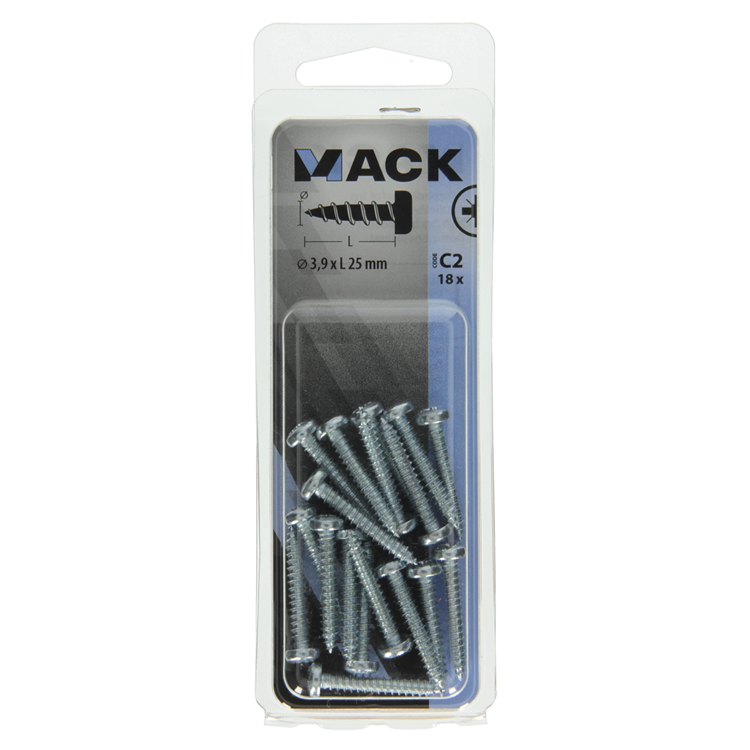 Afbeelding laden in galerijviewer, Mack 1017445 - zelftappende schroef cyl kop verz. 18st 3,9 x 25 mm | 10 stuks