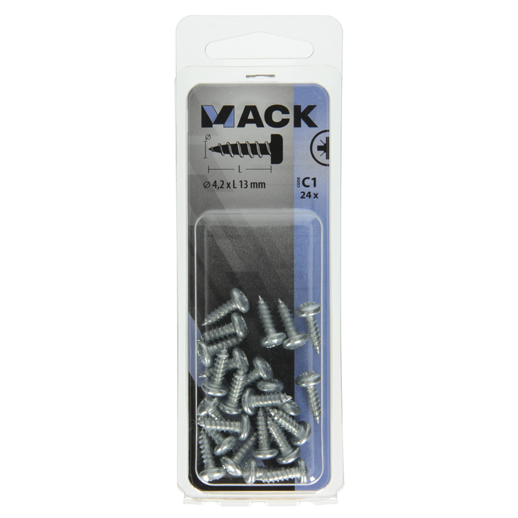 Afbeelding laden in galerijviewer, Mack 1017446 - zelftappende schroef cyl kop verz. 24st 4,2 x 13 mm | 10 stuks