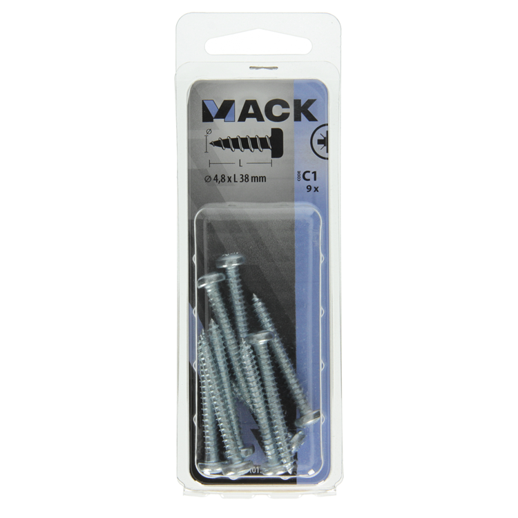 ギャラリービューアに画像をロードする, Mack 1017454 - zelftappende schroef cyl kop verz. 9 st 4,8 x 38 mm | 10 stuks