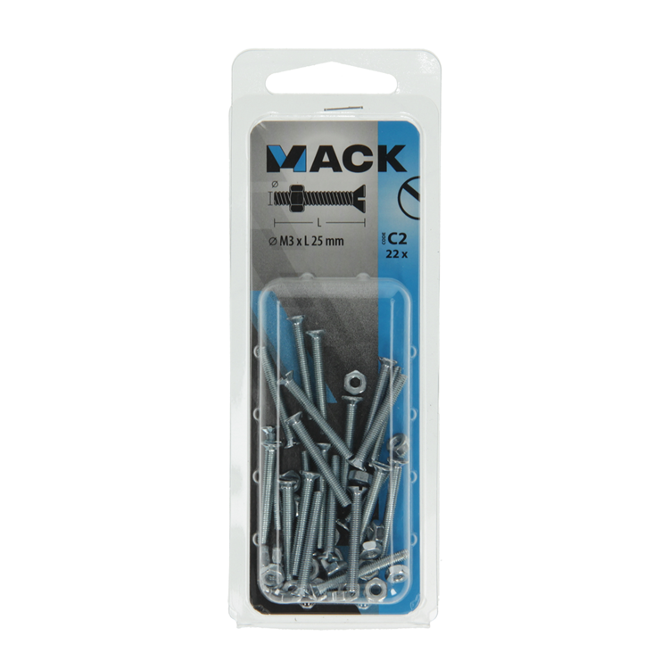 Chargez l'image dans la visionneuse de la galerie, Mack 1017490 - metaalschroef verz. kop + moer verz. 22st m3 x 25 mm | 10 stuks