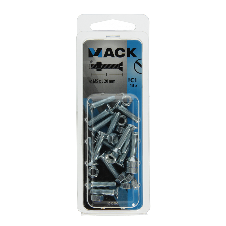 ギャラリービューアに画像をロードする, Mack 1017500 - metaalschroef verz. kop + moer verz. 15st m5 x 20 mm | 10 stuks