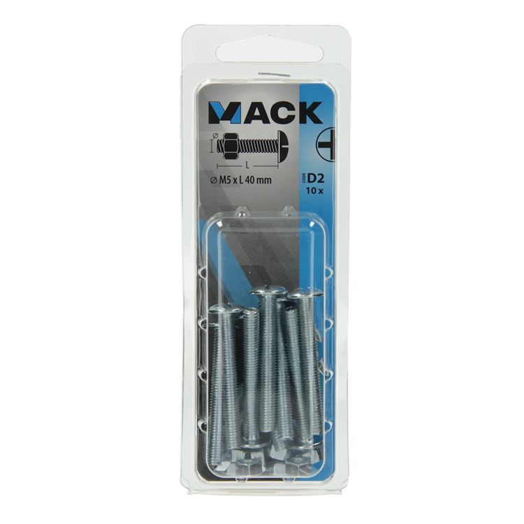 Afbeelding laden in galerijviewer, Mack 1017548 - kachelbout + moer staal verzinkt 10 st m5 x 40 mm | 5 stuks