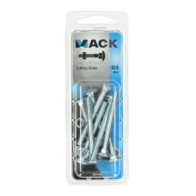 Afbeelding laden in galerijviewer, Mack 1017565 - houtbout + moer staal verzinkt8 st m5 x 50 mm | 5 stuks