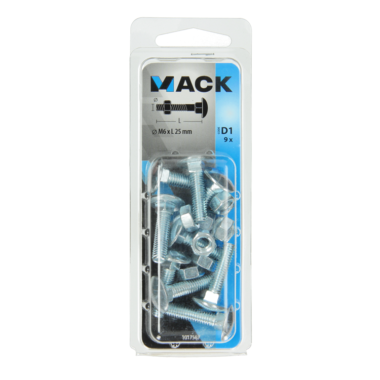 Afbeelding laden in galerijviewer, Mack 1017567 - houtbout + moer staal verzinkt9 st m6 x 25 mm | 5 stuks