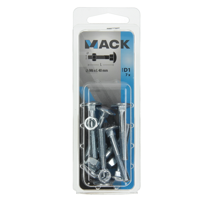 Chargez l'image dans la visionneuse de la galerie, Mack 1017570 - houtbout + moer staal verzinkt7 st m6 x 40 mm | 5 stuks