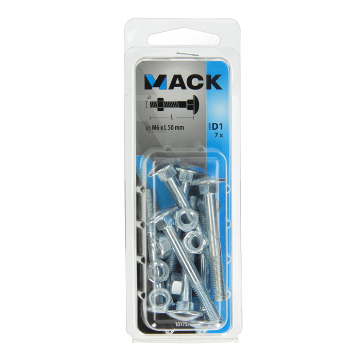 Chargez l'image dans la visionneuse de la galerie, Mack 1017571 - houtbout + moer staal verzinkt7 st m6 x 50 mm | 5 stuks