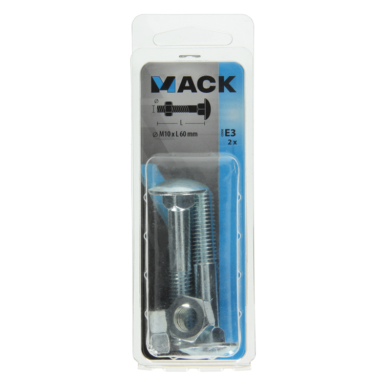 Afbeelding laden in galerijviewer, Mack 1017588 - houtbout + moer staal verzinkt2 st m10 x 60 mm | 5 stuks