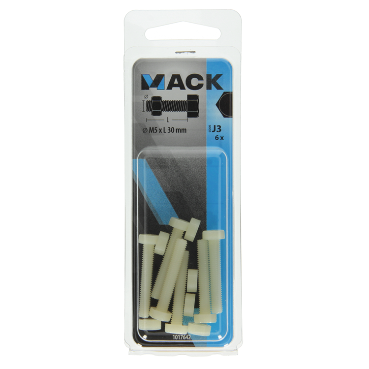 Afbeelding laden in galerijviewer, Mack 1017642 - tapbout + moer nylon 6 st m5 x 30 mm | 10 stuks